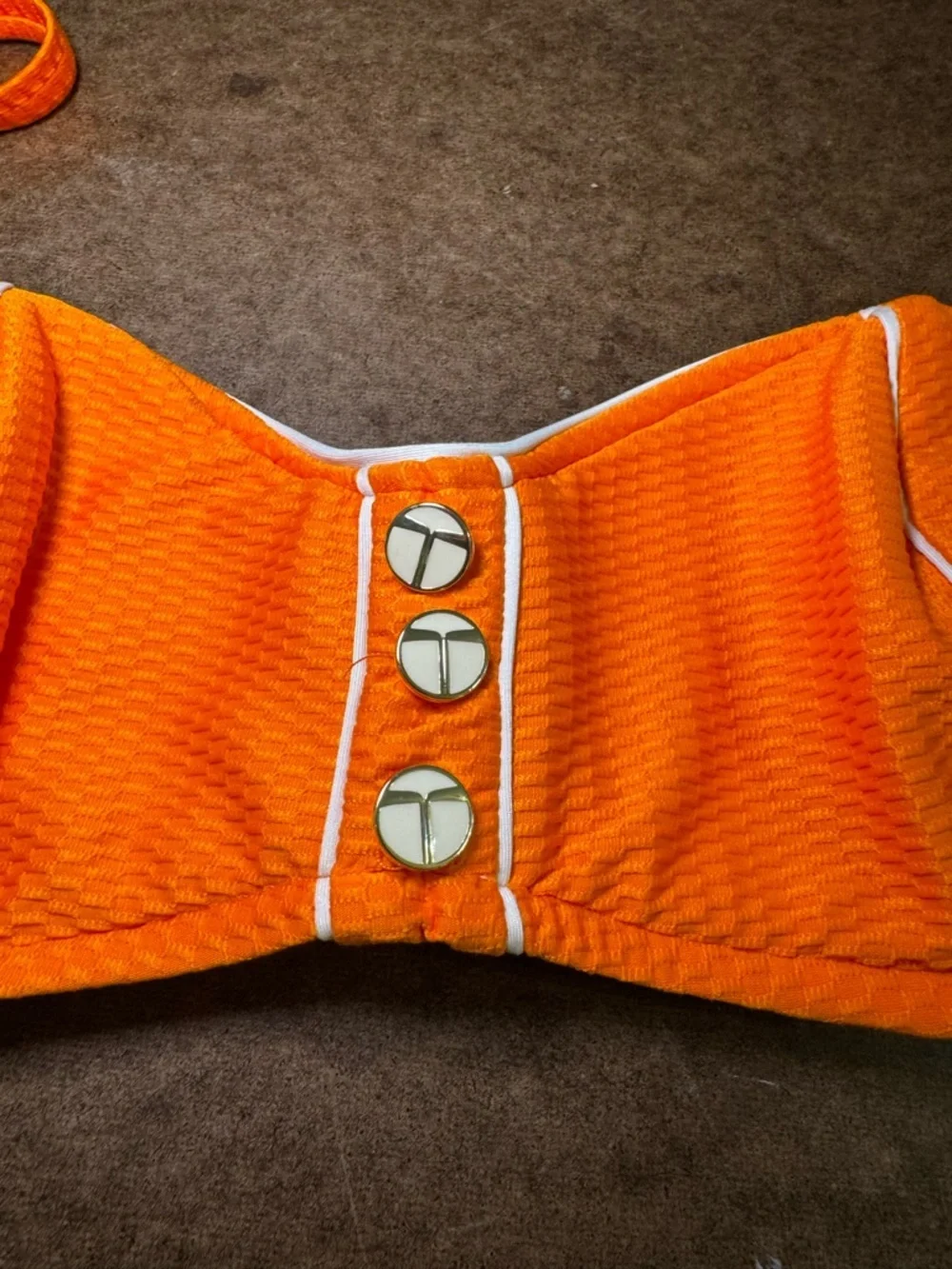 Trina Turk Orange Textured Bikini Top with White Lining
